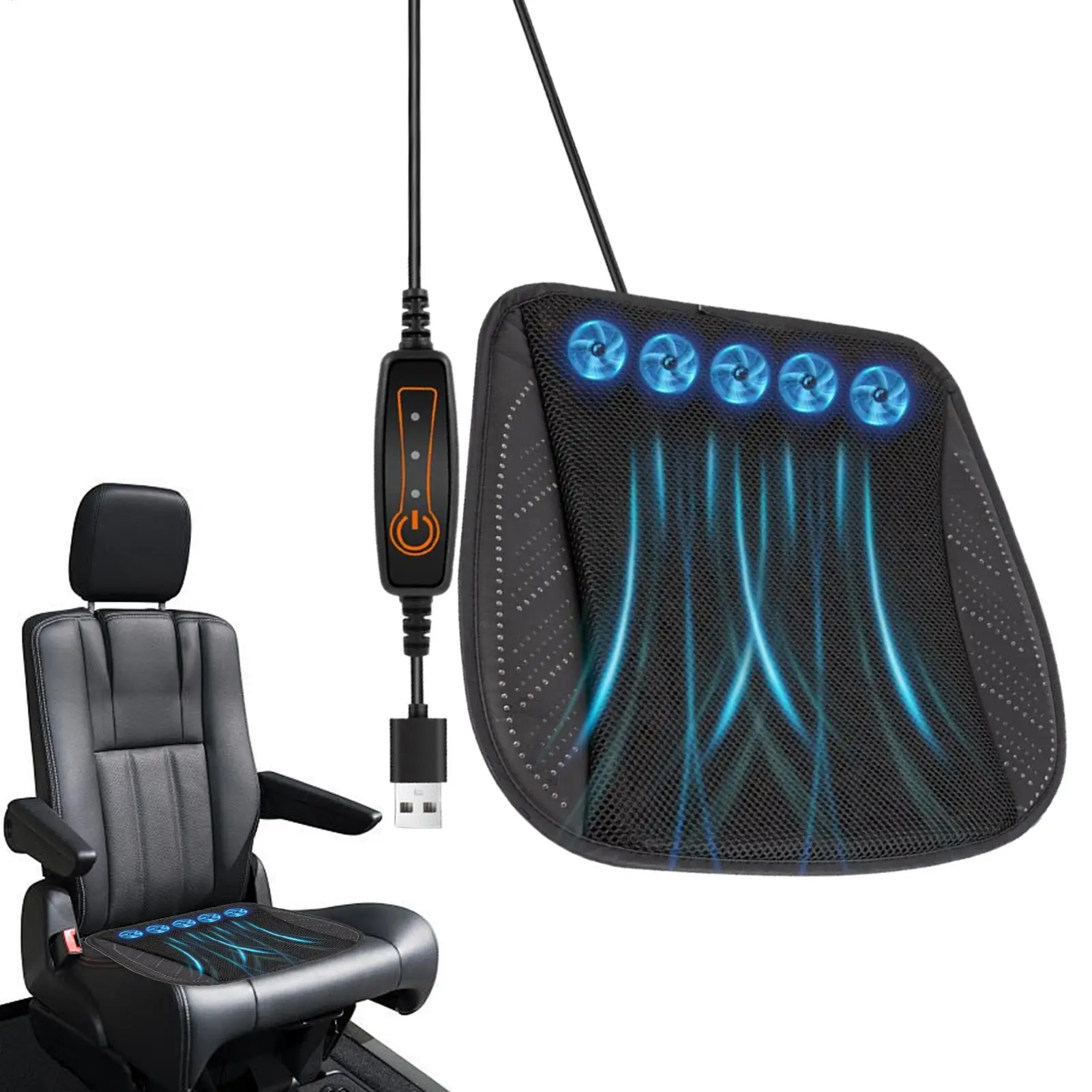 

Car Seat Cooling Pad Adult Cooling Seat Pad Supportive Breathable Mat 3-speed Airflow Adjustment For Vehicle Truck Boat