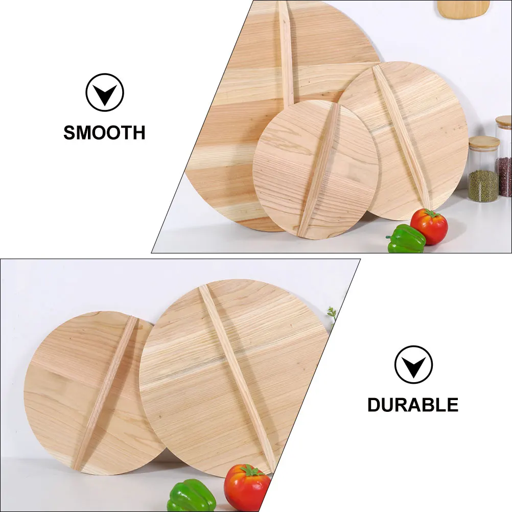 

1Pcs Wooden Pot Cover Natural Color Multifunctional Anti Oil Splashing Kitchen Gadget Waterproof No Burr Easy Use