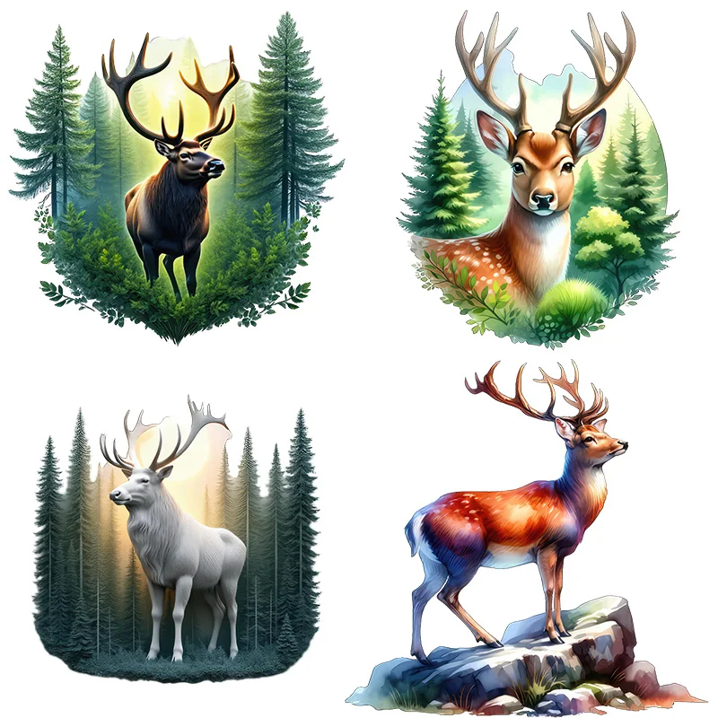 Three Ratels CFN60 Beautiful Forest Elk Colorful Art Wall Stickers for Home Decoration