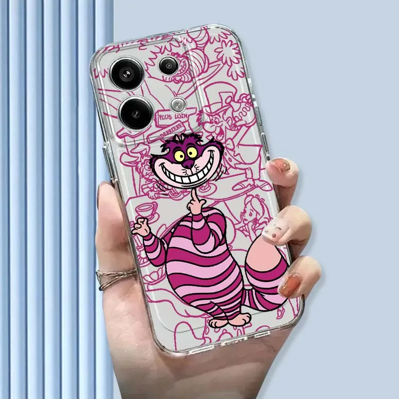 

Pink Cheshire Cat Cute Phone Case For Xiaomi Mi Poco F2 F3 F4 F5 F6 X5 X6 X7 Pro TPU Protection Transparent