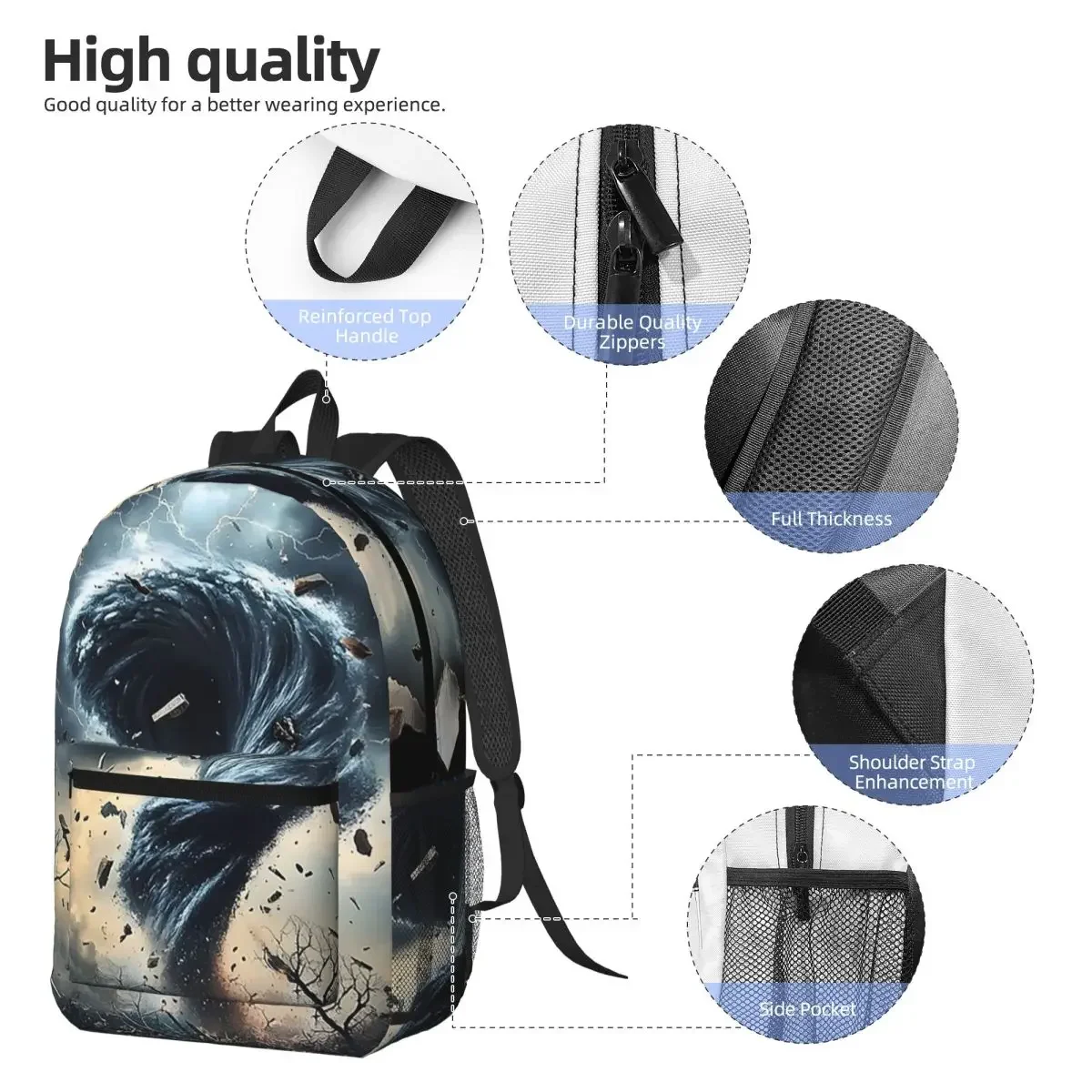 Fantasy World Tornado Apocalypse Backpack Student BookBag Kids School Bag Computer Shoulder Bags for Men Women