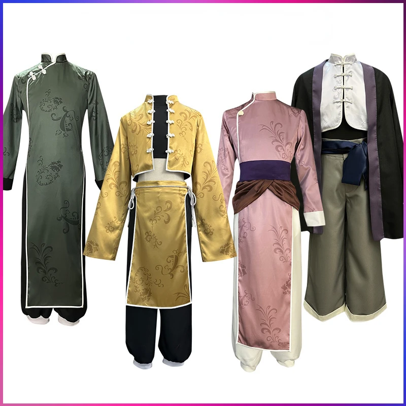 

Костюм для косплея китайского аниме чигири с синим замком, костюм кунг-фу Тан, парик в виде розовой сетки из синтетических волокон, регулируемый размер, в подарок