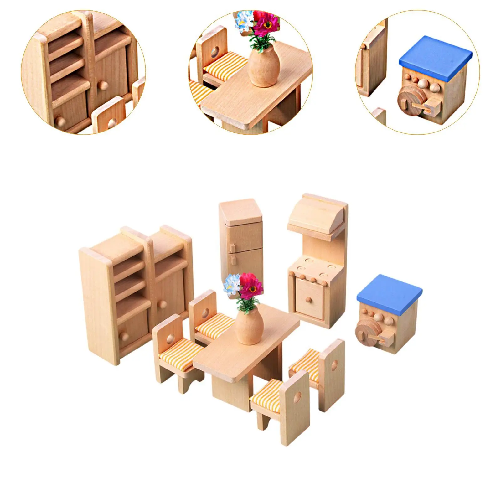 Juego de muebles en miniatura para casa de muñecas de madera, decoración para casa de muñecas, regalo de Navidad, accesorios de escena de vida, manualidades de Hobby para niños pequeños mayores de 3 años