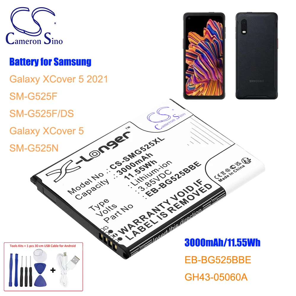 

CS EB-BG525BBE GH43-05060A 3000mAh/11.55Wh Battery for Samsung Galaxy XCover5 2021 SM-G525F SM-G525F/DS Galaxy XCover 5 SM-G525N