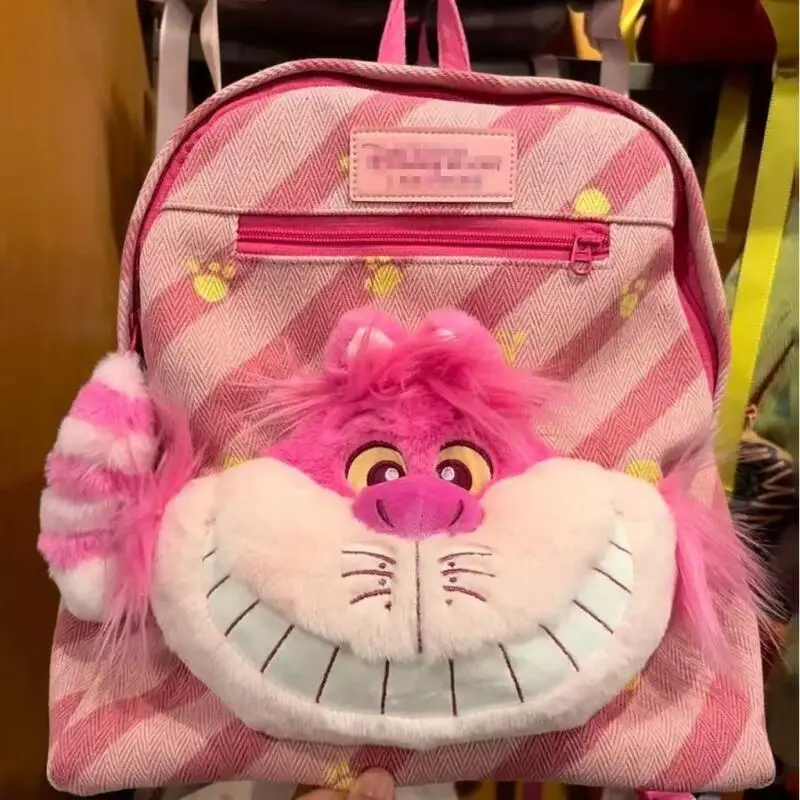 Niedlicher Grinsekatze-Rucksack mit großer Kapazität, Plüschpuppe, Tagesrucksack, Cartoon-Anime-Schultasche, Mädchen, lässig, Reisen, Segeltuch-Rucksack