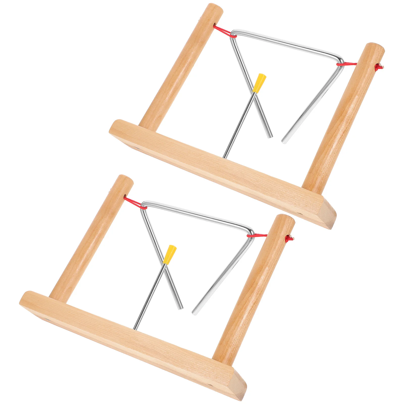 

2 set Musical Instruments Metal Triangle Bell With Striker Wooden Stand For Beginner Percussion Instrument Triangle Bell