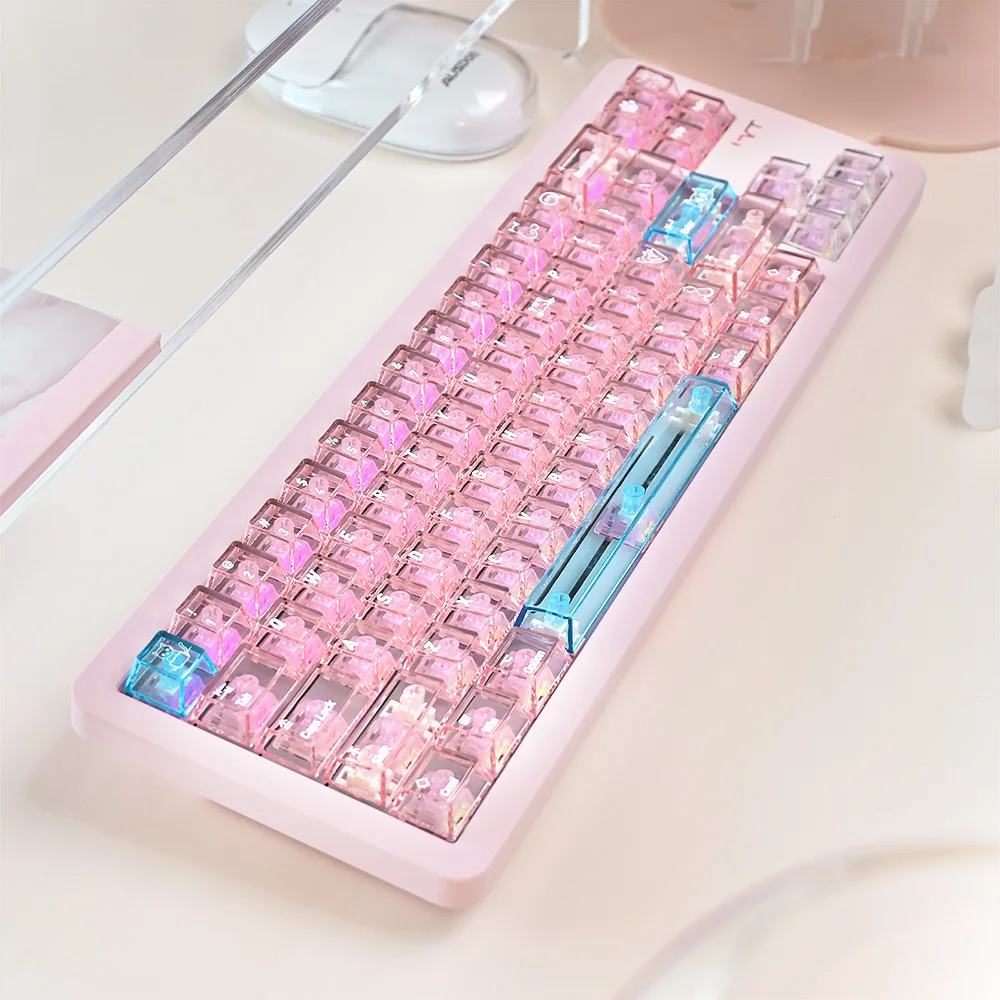 Fun Meow PC pink transparent keycap 170-key mechanical keyboard keycap original 75/87 with column Night Demon K81