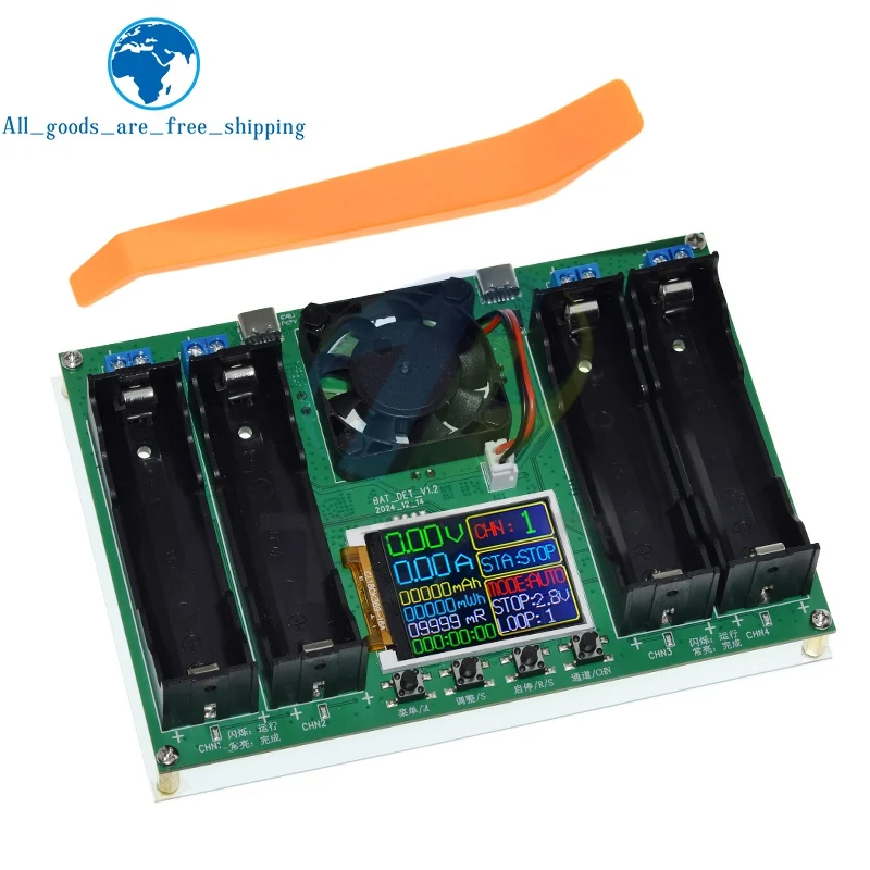 Type-C LCD 4 Channel Display Battery Capacity Tester MAh Lithium Digital Battery Detector Module for 18650 Battery Tester