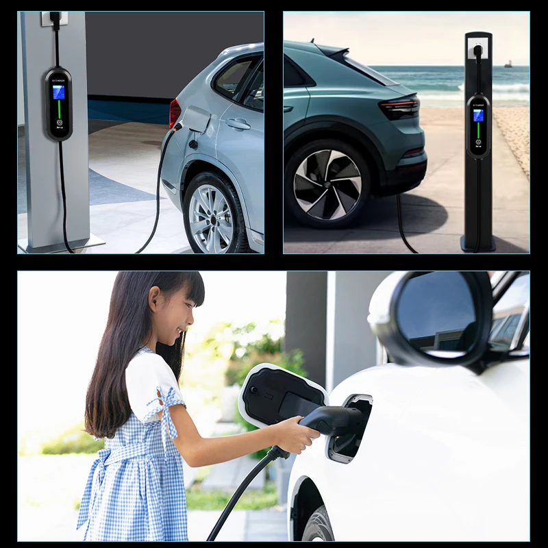 ACODO EV Portable Charger Type1 Type2 GBT Charger US/Schuko Plug WallBox 3.5KW 16A Adjustable 4 Types of Currents Fast Charger