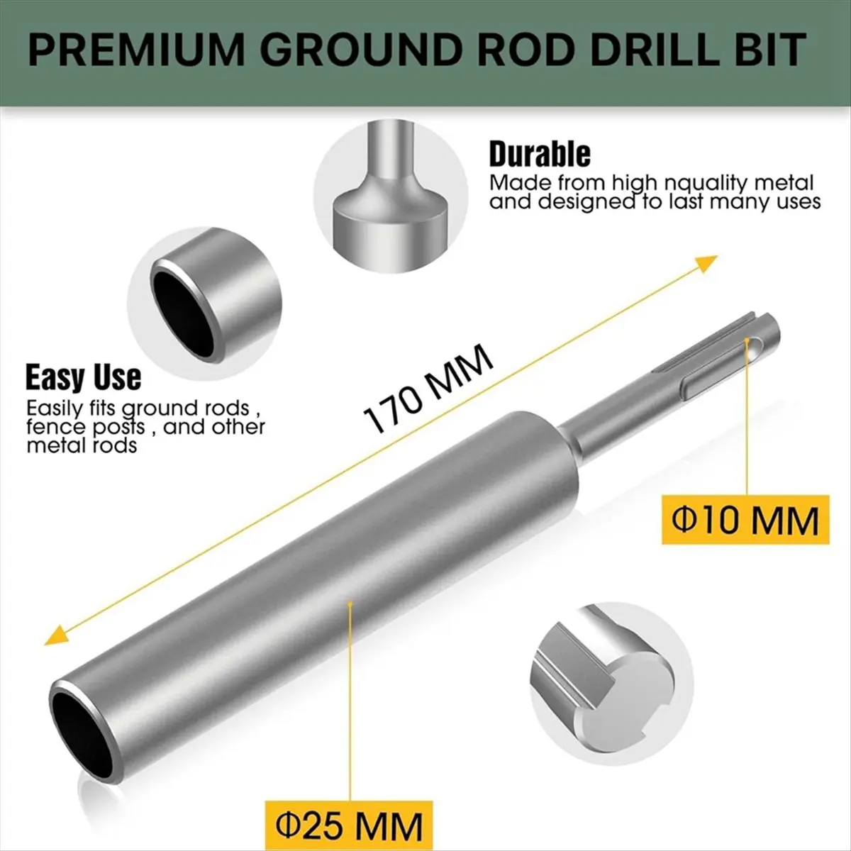 【Clearance Sale】SDS-Plus Ground Rod Driver for 5/8Inch & 3/4Inch Rods - and Professional,SDS Plus Hammer Drills
