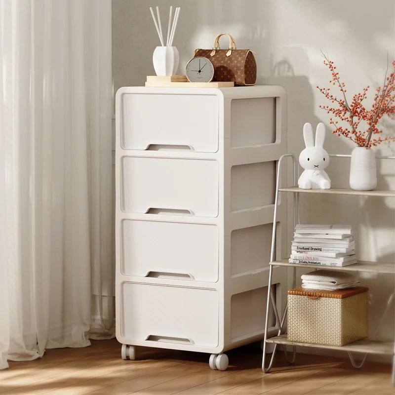 Discount! Multifunctional Plastic Chest Of Drawers Free Assembly Clothing Organizer With Removable Universal Wheels