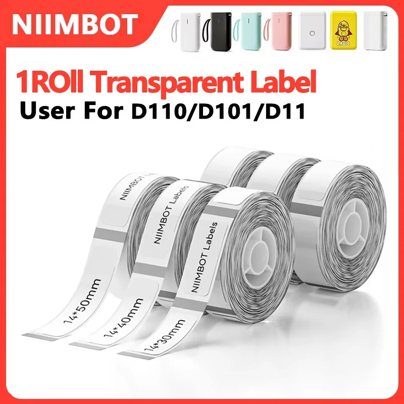 Niimbot Transparent Label Colorful Label Thermal Waterproof Oil Official Replacement Clear Paper For D11 D110 D101 Label Printer