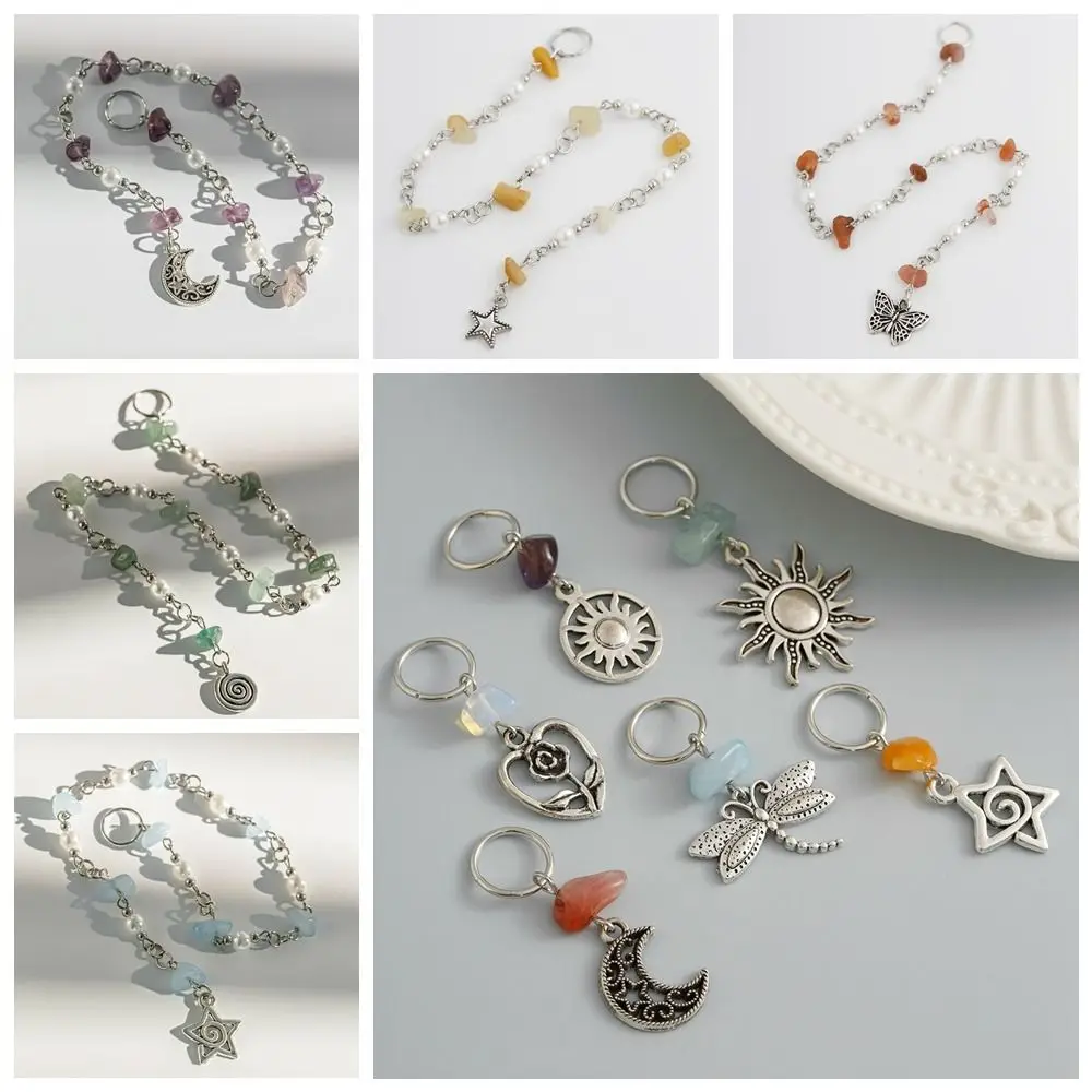 شخصية العرقية نمط مضفر الشعر الدائري فراشة سبيكة شرابة رباط شعر الهيب هوب نمط اللؤلؤ نسج إكسسوارات الشعر السفر