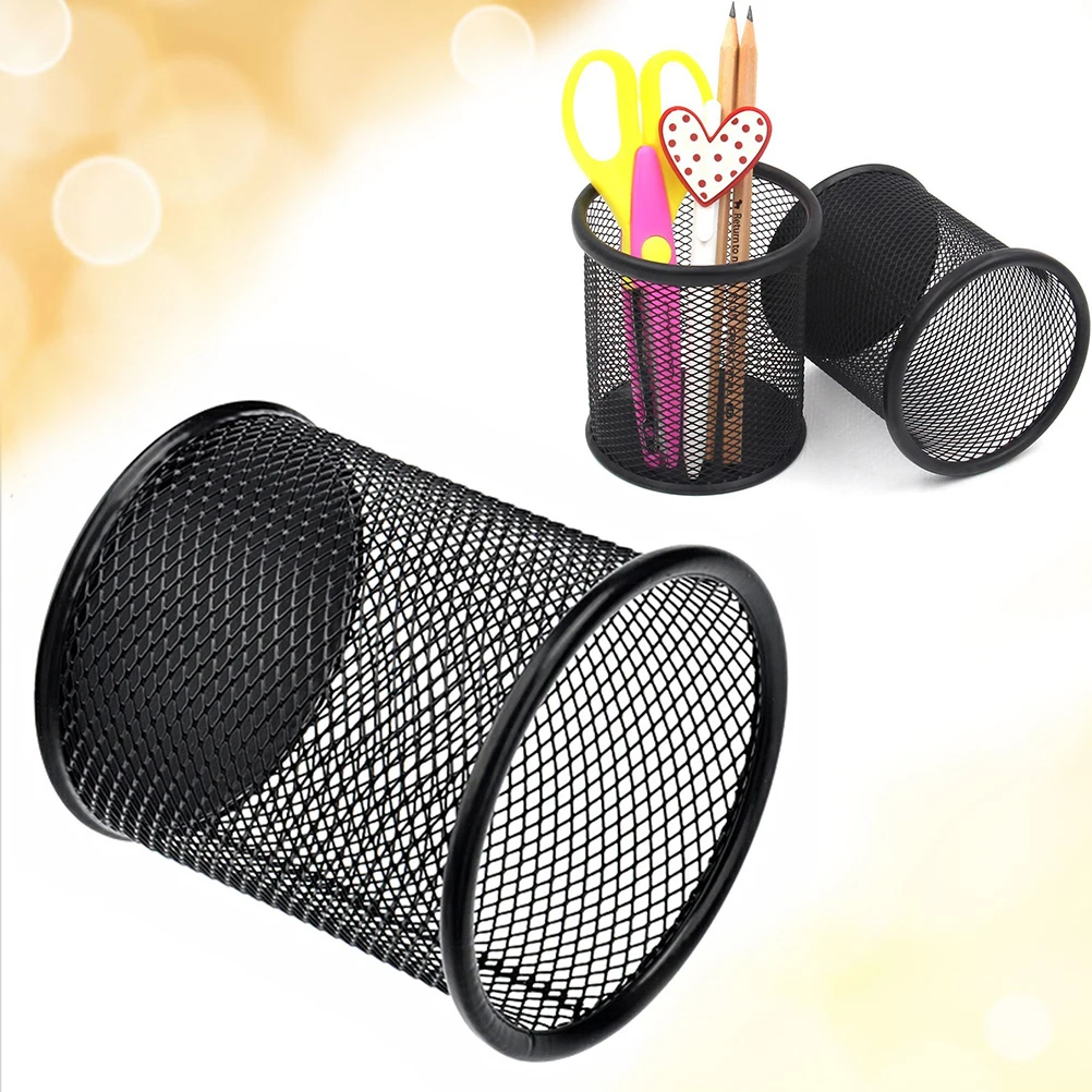4 Stück runder Draht-Bleistifthalter, robuster Metallbecher für Scheren, Lineale, Desktop-Organizer, Heimbüro, Verwendung, schwarzer Bleistifthalter