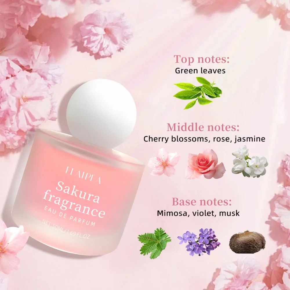 Perfume Floral fresco de invierno, flor de cerezo, rosa, Perfume para mujer, Perfume Sakura, Spray para mujer, fragancia Floral fresca y Natural, 50ml