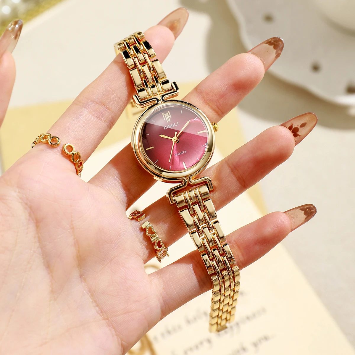 Elegant Gold Women Watch Red D - Jewelry Watches Gold review and price