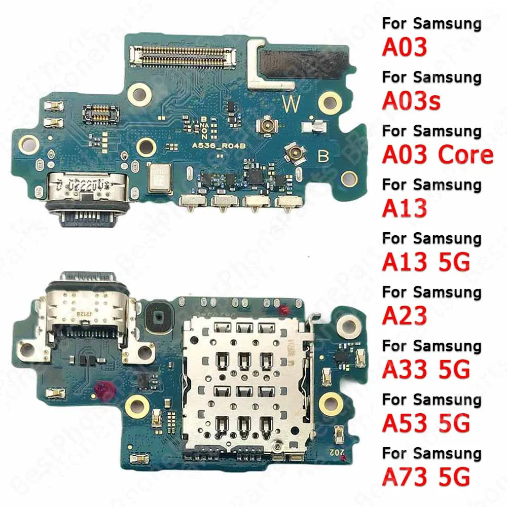 For Samsung Galaxy A53 A73 A03 Core A03s A13 A23 A33 5G Charge Board Usb Connector Charging Port PCB Socket Spare Parts