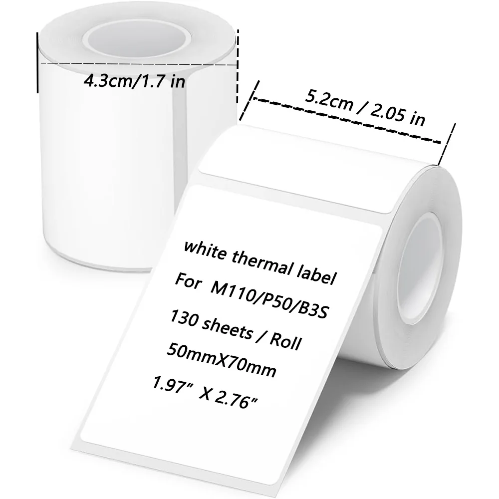 1~8 Rolls 1.97'X2.76'(50mmX70mm) Compatible Phomemo Thermal Labels, Self-Adhesive Label Paper For M220 M110 M120 M200 P50 DP23S