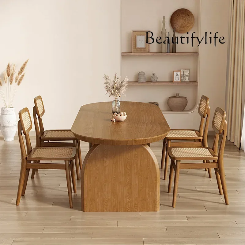 Xiaoxiangfeng Dining Tables and Chairs Set Household Small Apartment Solid Wood Table