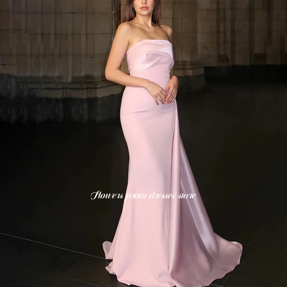 Flowers Mermaid Evening Dresses Satin Party Dress with Pleats Christmas Dress for Women فساتين مناسبة رسمية Customized