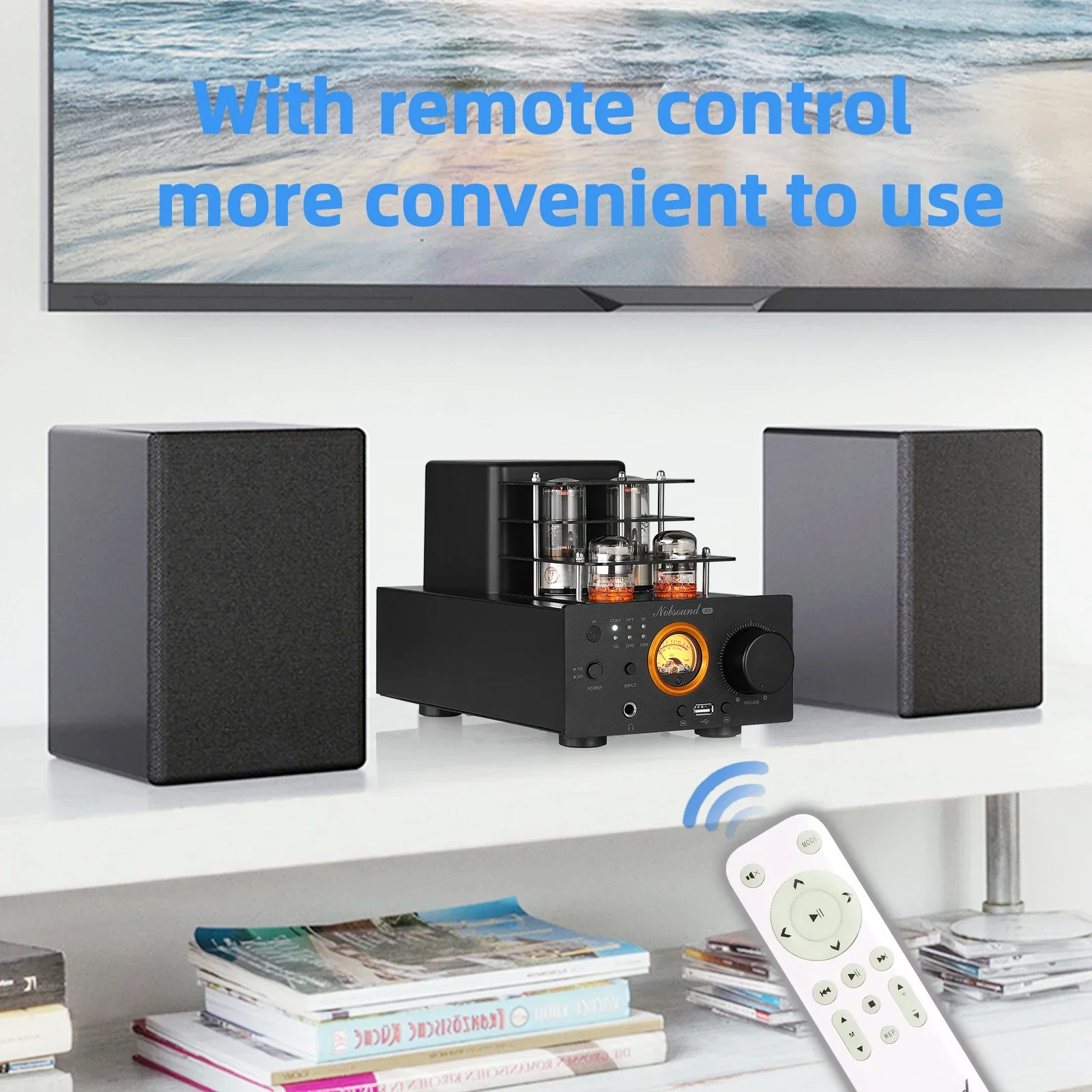 Nobsound A3 HiFi Bluetooth 5.0 Receiver Tube Amplifier USB Player Digital COAX / OPT Stereo Power Amp 35W×2 Headphone Amp
