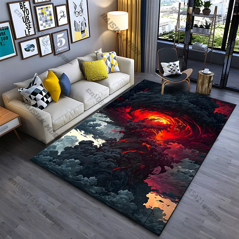 

Fiery storm chaotic destruction carpet Yoga living room room decor children's crawling mat doormat area rug games mat