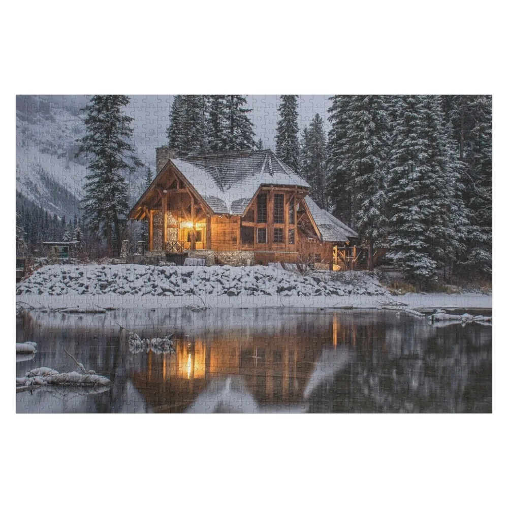 

Chalet in the snow Jigsaw Puzzle Personalized Child Gift Jigsaw Custom Custom Wooden Name Puzzle