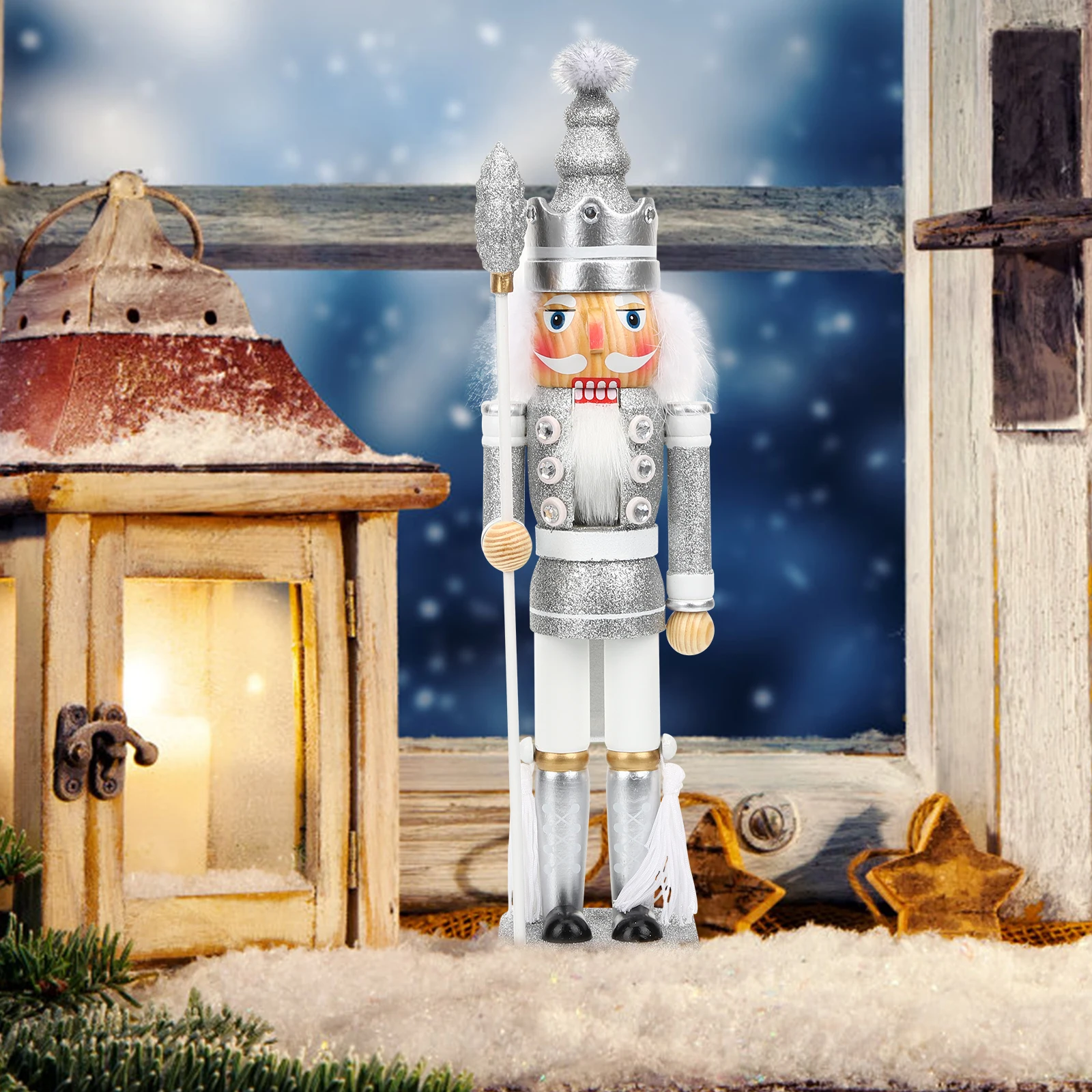 

Wooden Christmas Nutcracker Decor Perfect Festive nament Home Office Shelf Tabletop Xmas Gift Craft Statue Miniature Model