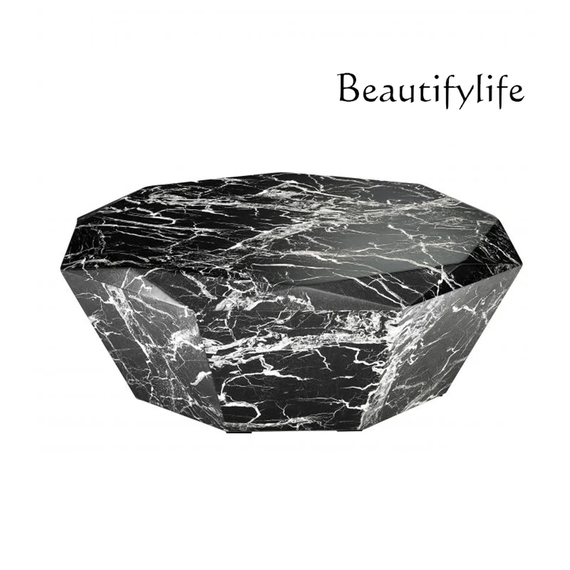 

Natural marble coffee table simple modern small apartment living room light luxury low table designer creative tea table