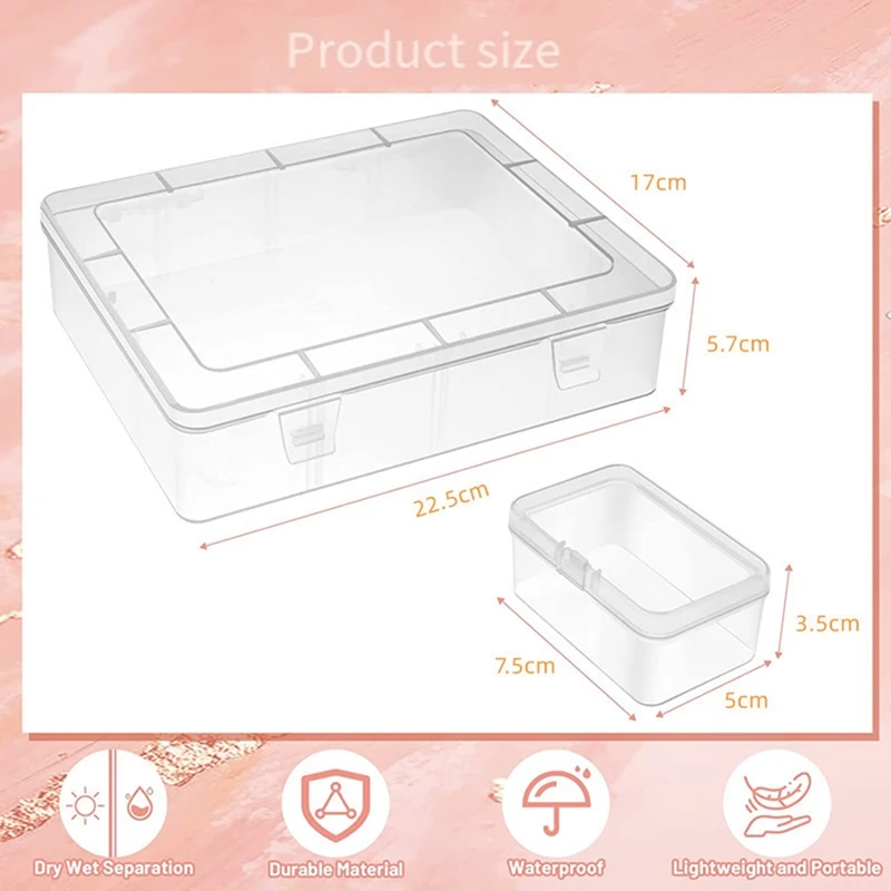 Small Bead Organizers Box 13Pieces Plastic Storage Cases Mini Clear Bead Storage Containers Boxes PP With Hinged Lid