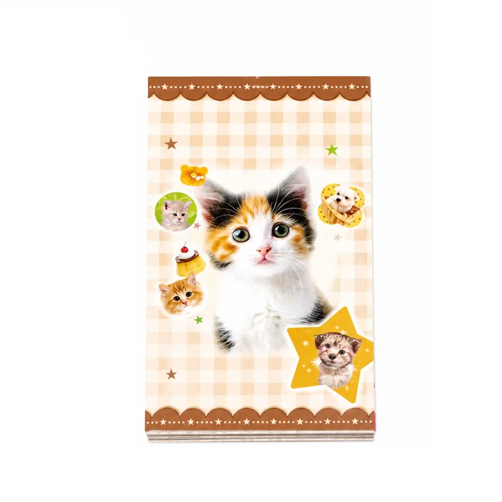Matte Film Sticker Sheets Cat And Dog Patterns Retro Style Decorative Stickers DIY Crafts Colorful Illustrations