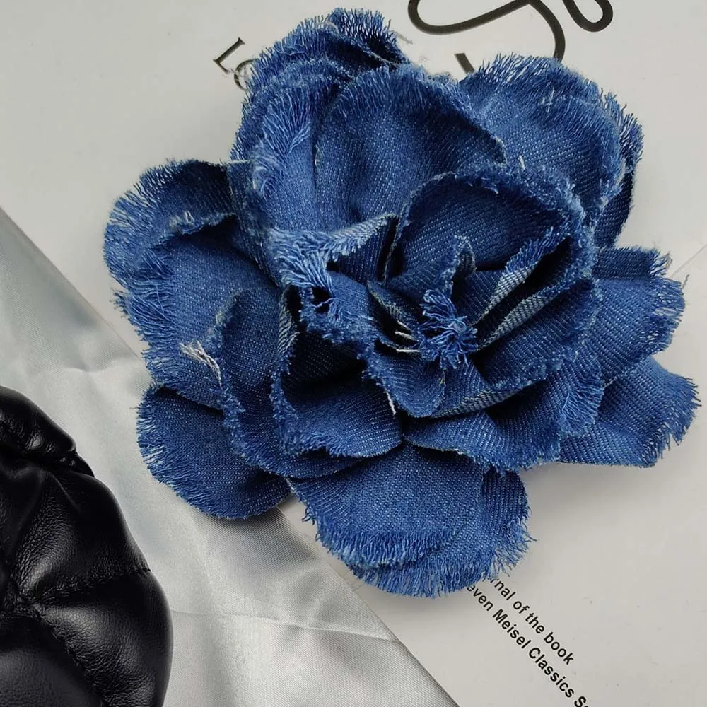 1Pc Blue Denim Cloth Flowers for Clothes Decoration DIY Crafts Supplies Repair