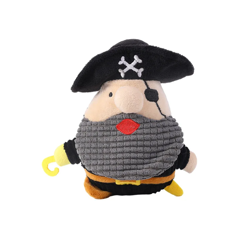 Pet Plush Toy Pirate Captain Teeth Grinding Durable Teddy Fighting Interactive Soothing Voice Doll