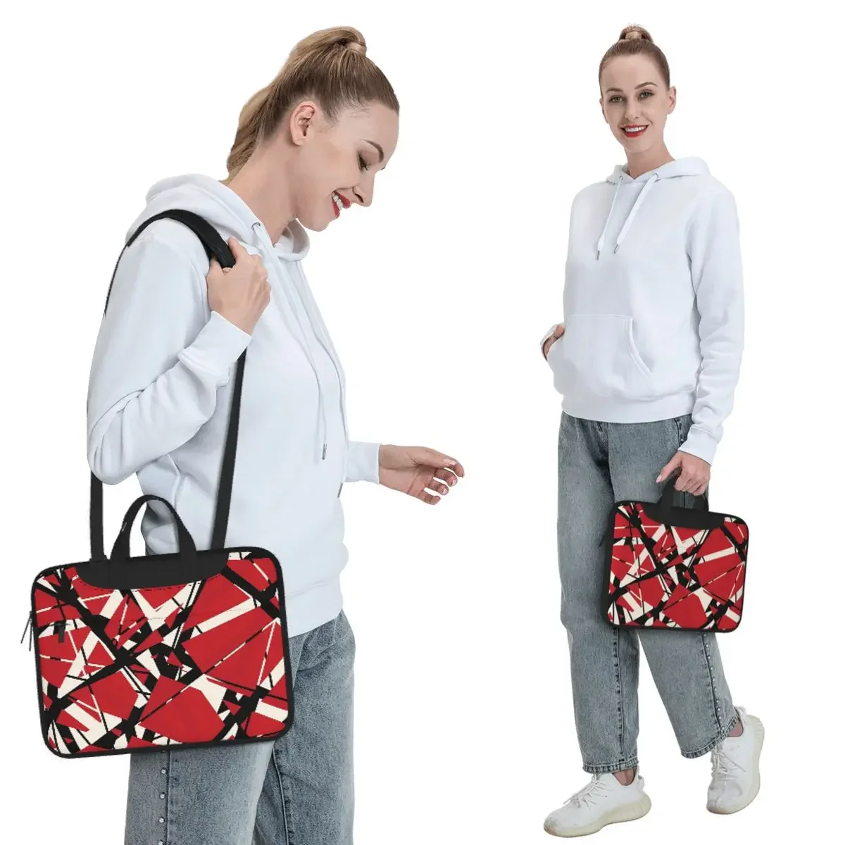 EVH Authentic Stripes Van Halen (red) Crossbody Laptop Bag Case Computer Bag Resistant Protective Notebook Pouch for Macbook Pro