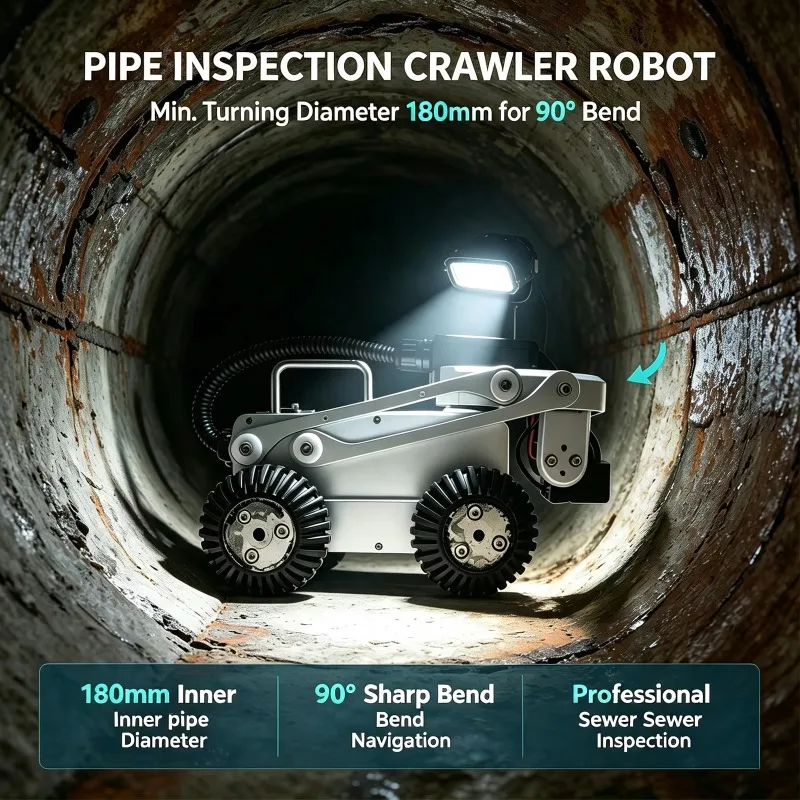 4MP Sewer Inspection Camera Robot IP68 High-level Waterproof Protection Construction Machinery Parts Pipeline Inspection