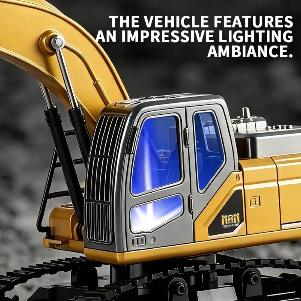 Alloy Rc Excavator Truck Toy Remote Control Engineering Trucks Bulldozer Electric Vehicle Machine Car Model Toy Christmas Gift