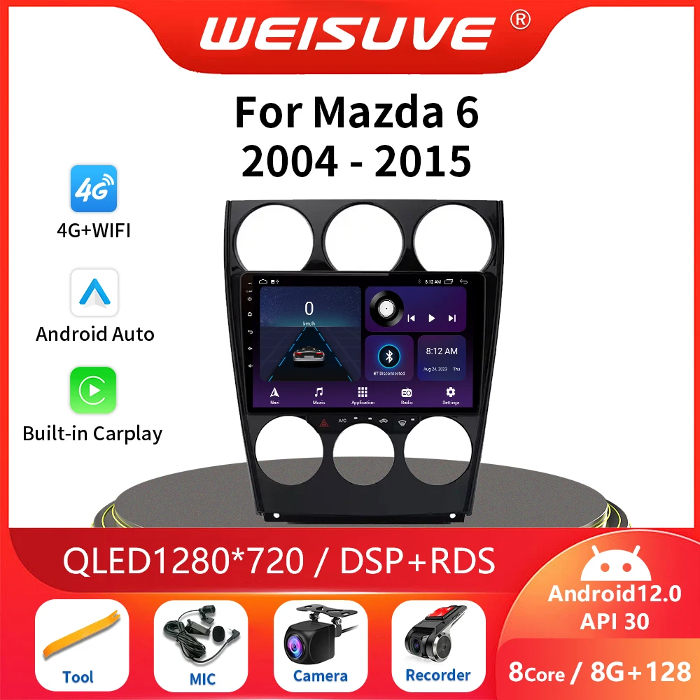 

Android 2din For Mazda 6 2004-2015 Car Radio Multimedia Player Navigation GPS WIFI 1280*720 DSP Voice Wireless Carplay Autoradio