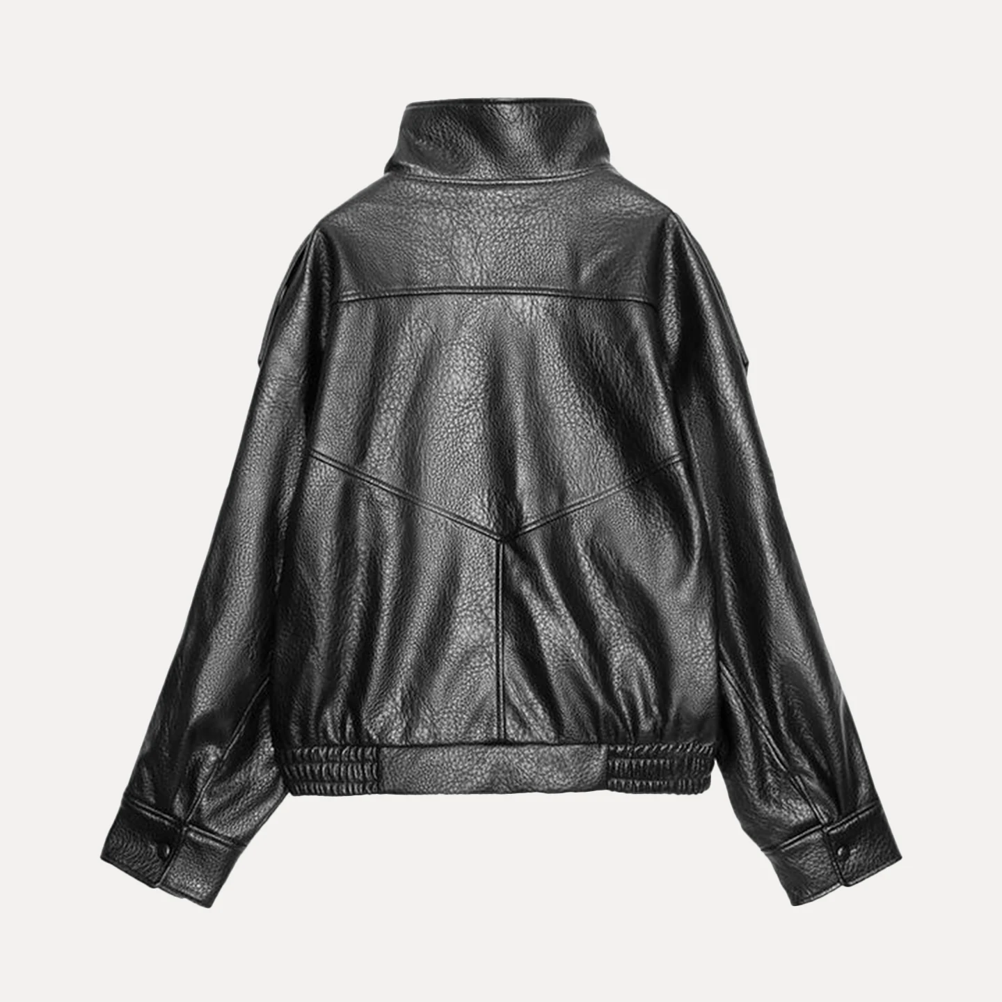 Capispalla Jaet in pelle Sle da donna casual Faionable Autunno 2025 Versatile cerniera abbinata lunga Sve f collo alto