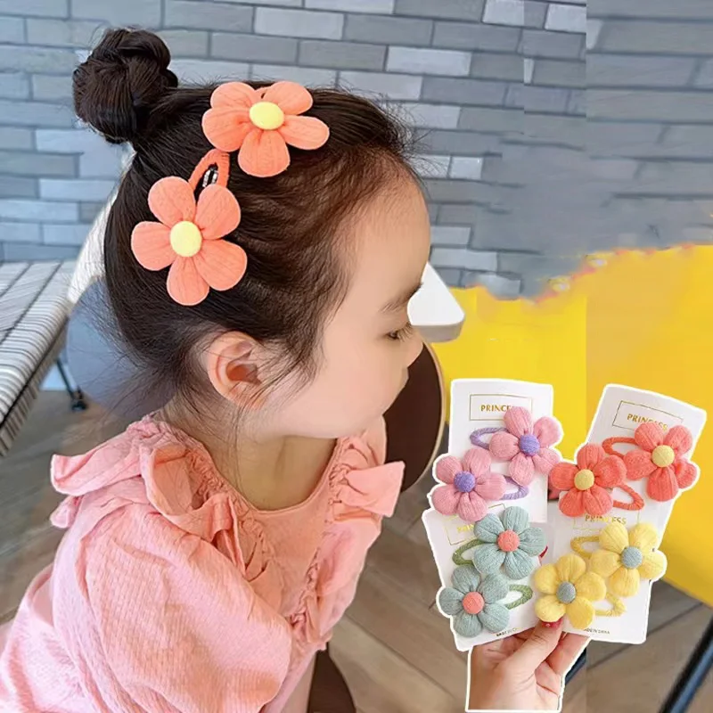 

4Pcs/Lot Children Hair Accessories Spring Flower Hairpin Bangs Side Floral Hair Clip Super Cute Head Barrettes Girls Headdress