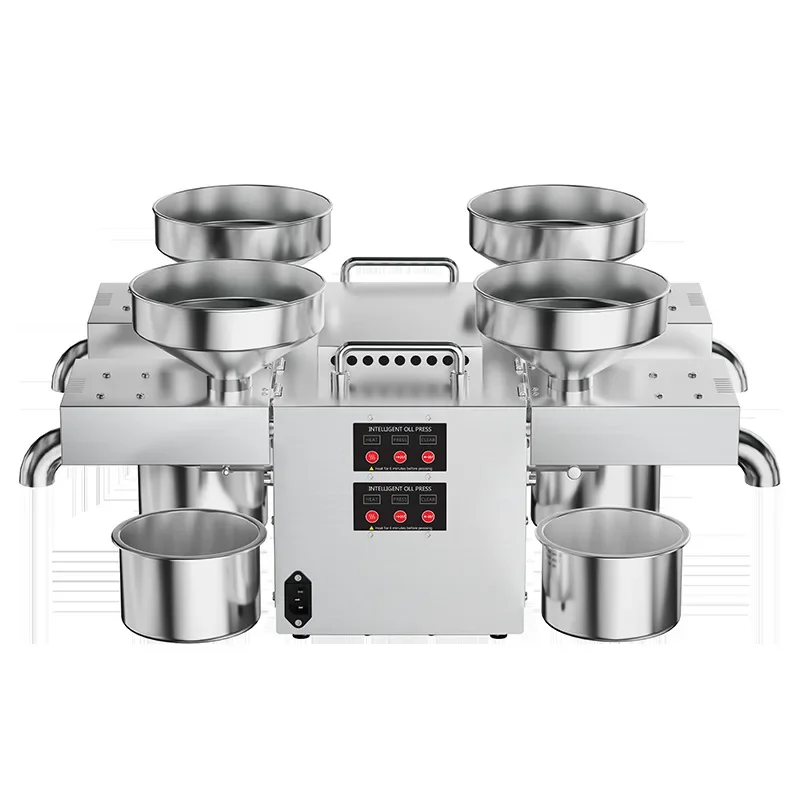 

New stainless steel oil press commercial medium and small four head B04 hot and cold oil press machi