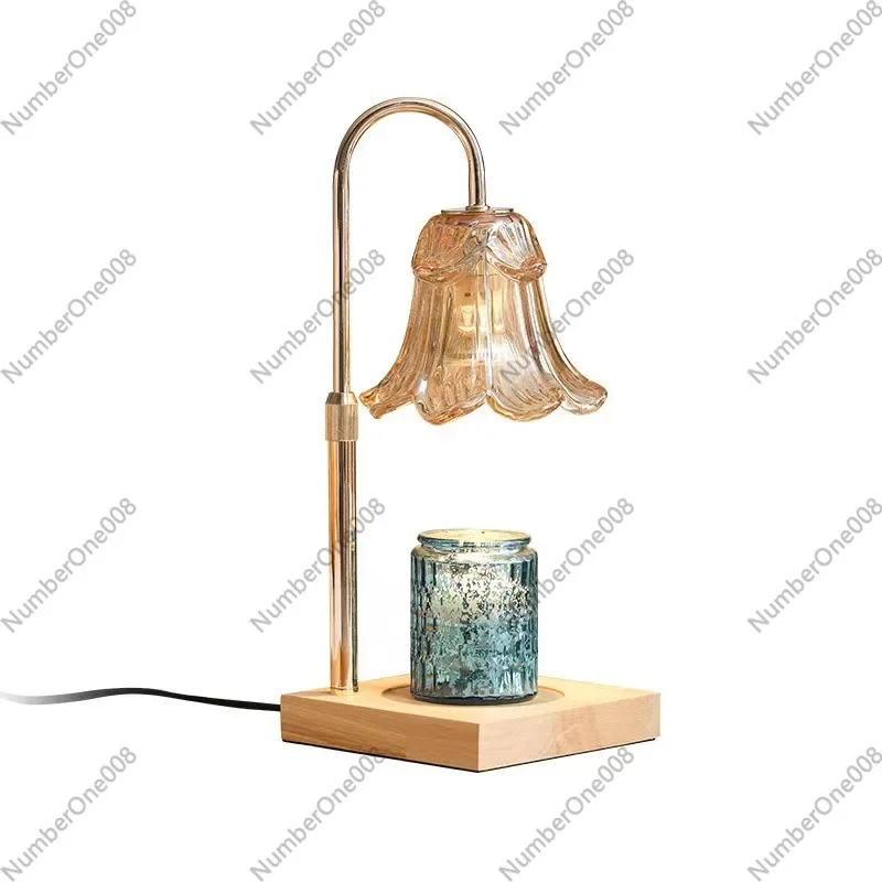 Adjustable Aroma Lamp Wax Melt Light Candle Warmer for Bedside Wooden Glass Table Lamp