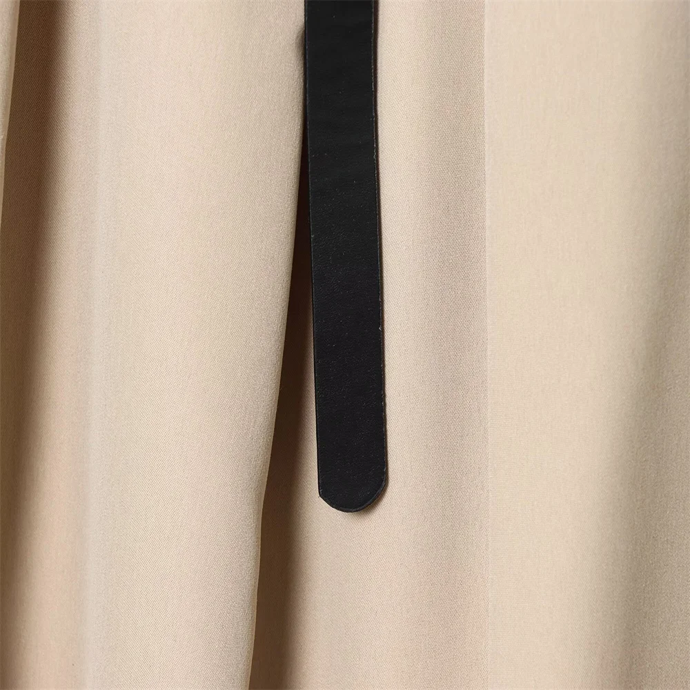 Herfst nieuwe dames hoge taille geplooide A-lijn lange rok met tailleriem mantelstijl MIDI midi rok