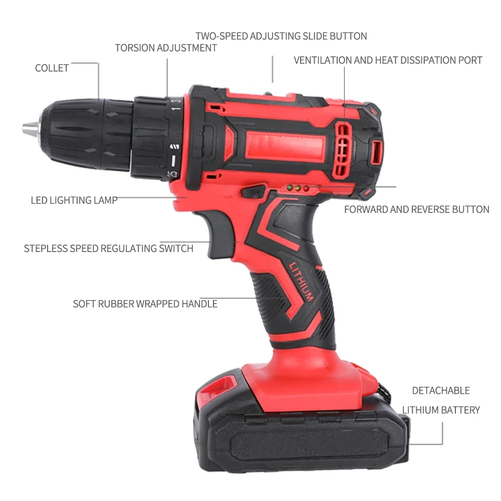 Akku-Elektro werkzeuge Hand bohrer Kombi bohrer Schnell 18V/21V Lithium-Ionen-Batterie Bürsten motor Bohrmaschine