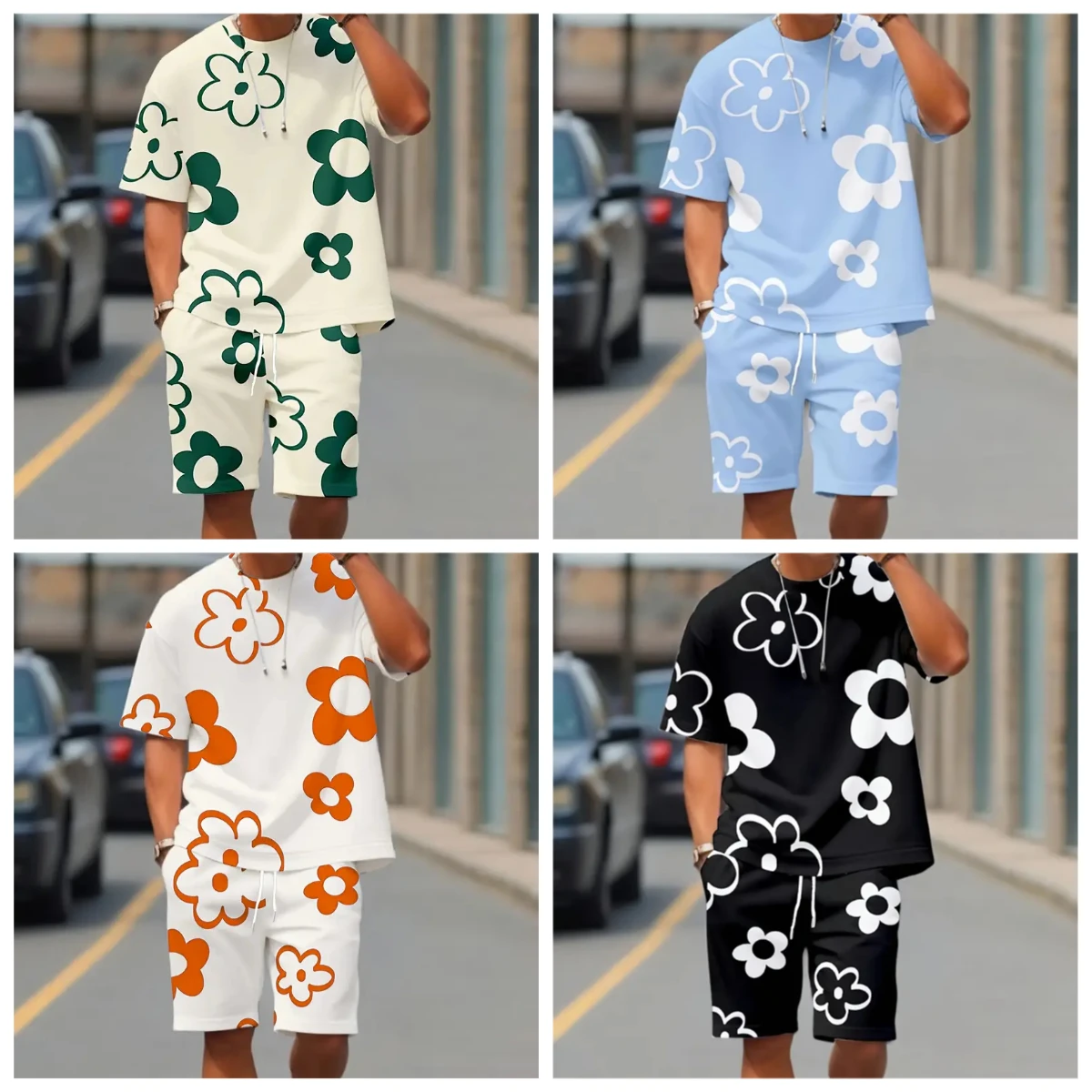 

2025-26 Summer Best-selling New Trend Design Luxury Suit 3D Printing Street Breathable Quick-drying T-shirt Shorts Set