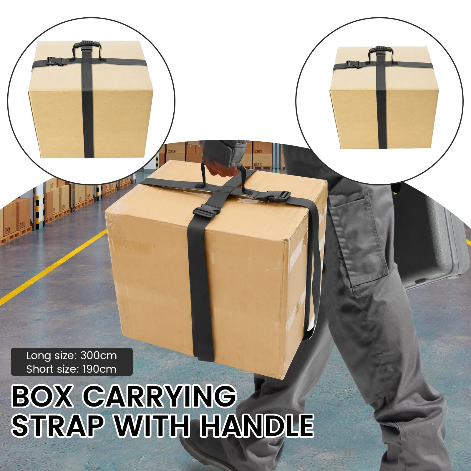 Box Carrying Strap 74.8/118.11 Inch Adjustable Cross Style Box Straps Handheld Carry Belts for Safely Moving and Lifting Luggage