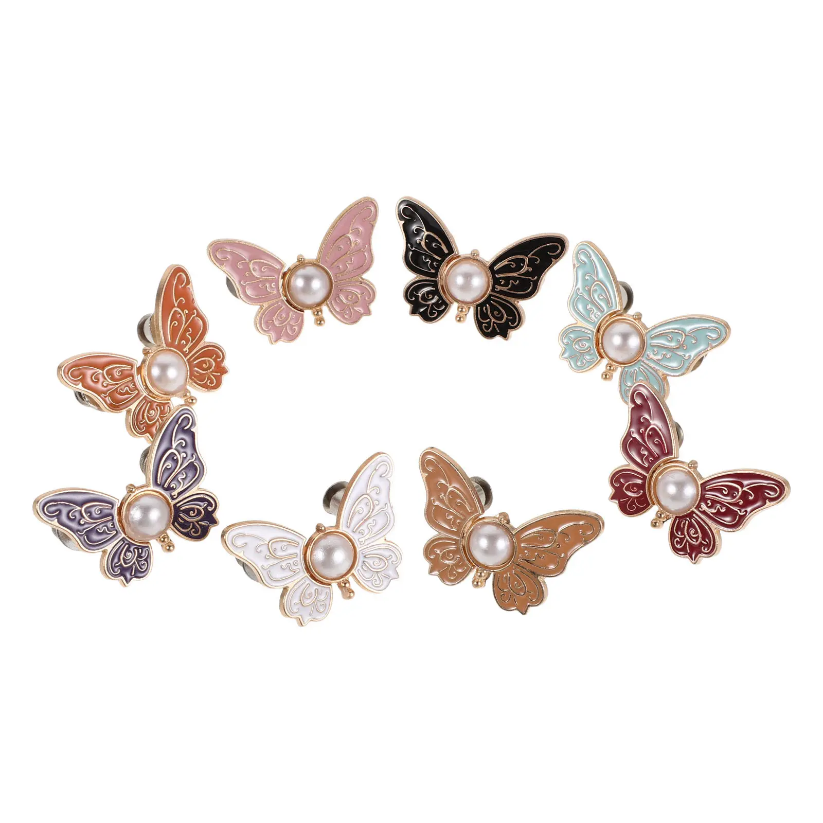 8Pcs Butterfly Waist Buckle Adjustable Jeans Buttons Decorative Pant Clip Waist Cincher Jean Waistband Extender Reducer