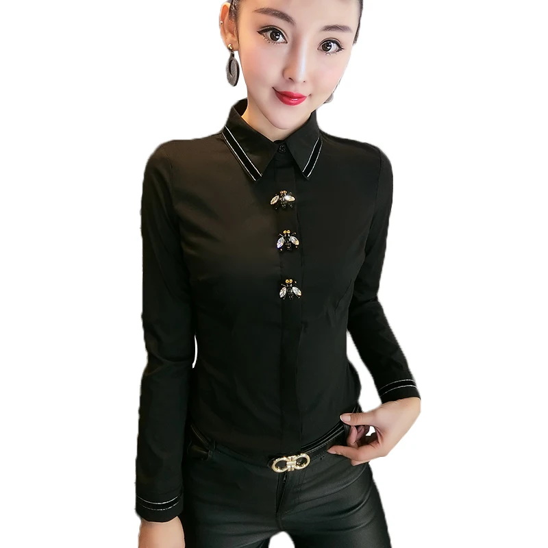 New Spring 2023 Women clothes blusa feminina Slim Turn-collar Korean Lady Tops Office lady White blouse shirt