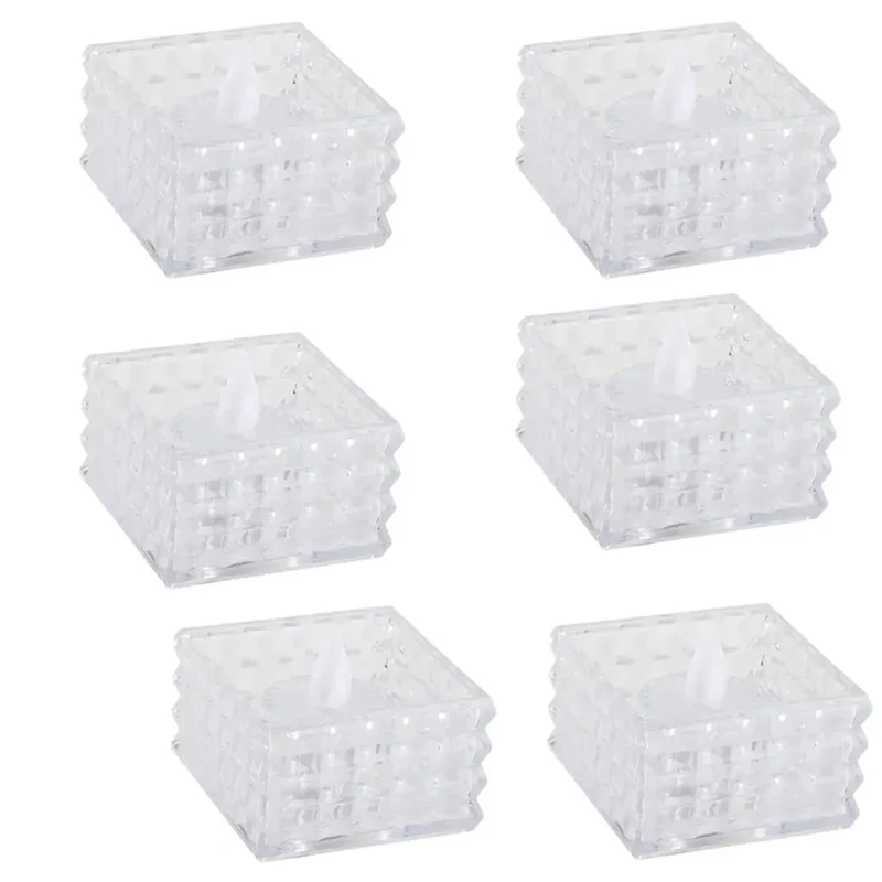 Velas de piojos, 6 uds., luces Led de té en forma de cubo, velas eléctricas sin llama, decoraciones falsas para el hogar para bodas y Halloween