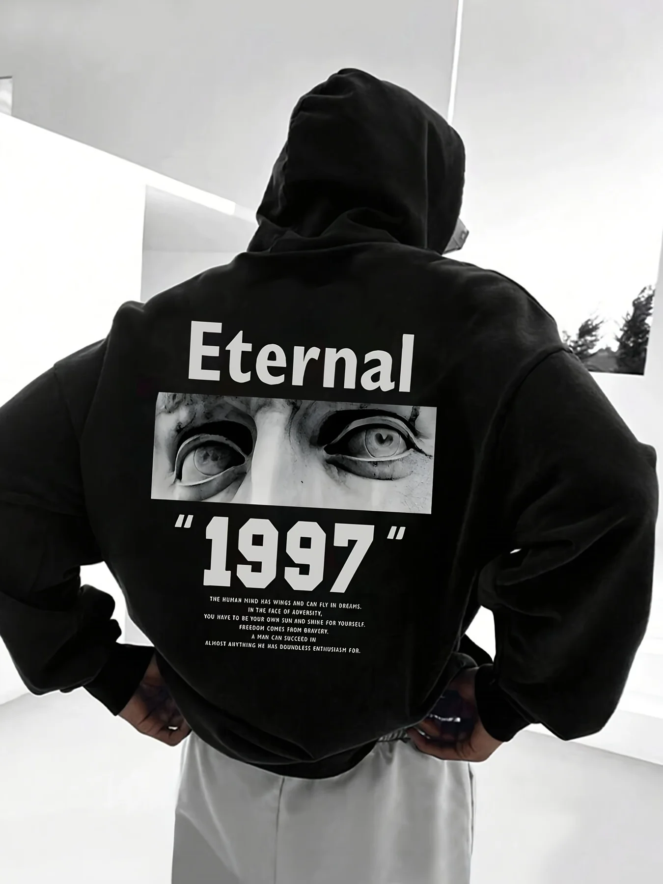 Autumn/Winter Trendy and Versatile Men's Casual Fashion Style Simple Letter Print High Street Artistic Print High Street Fashion