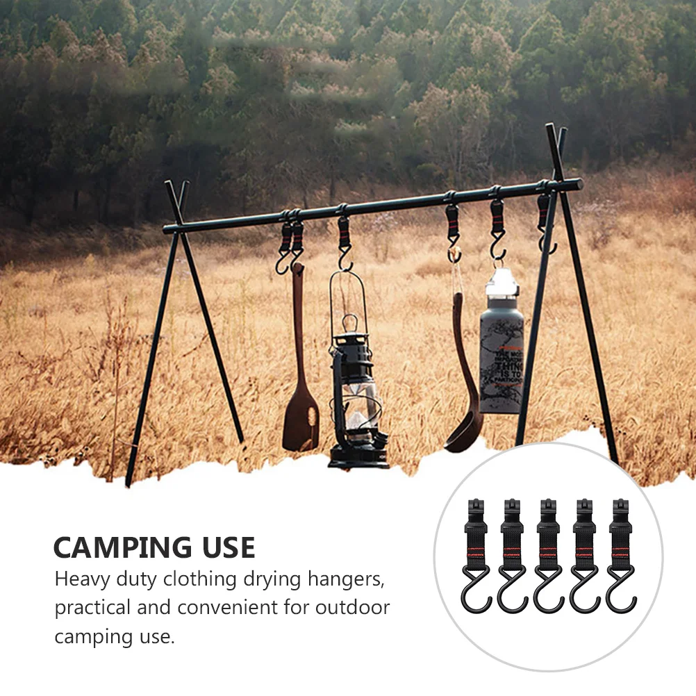 

5Pcs Outdoor Camping Hanging Hooks Heavy Duty Portable Clothing Drying Hangers for Tent Laundry Hiking Accessories